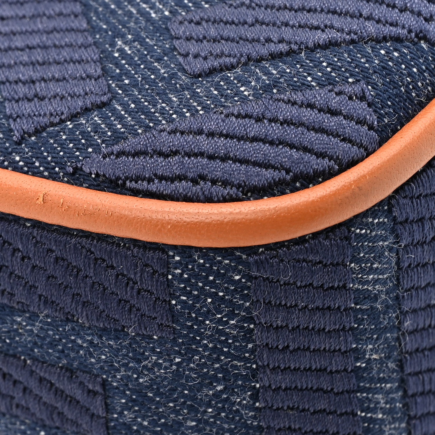 Fendi Denim Vitello King FF Embroidered Large Baguette Blue Cuoio 12 of 13