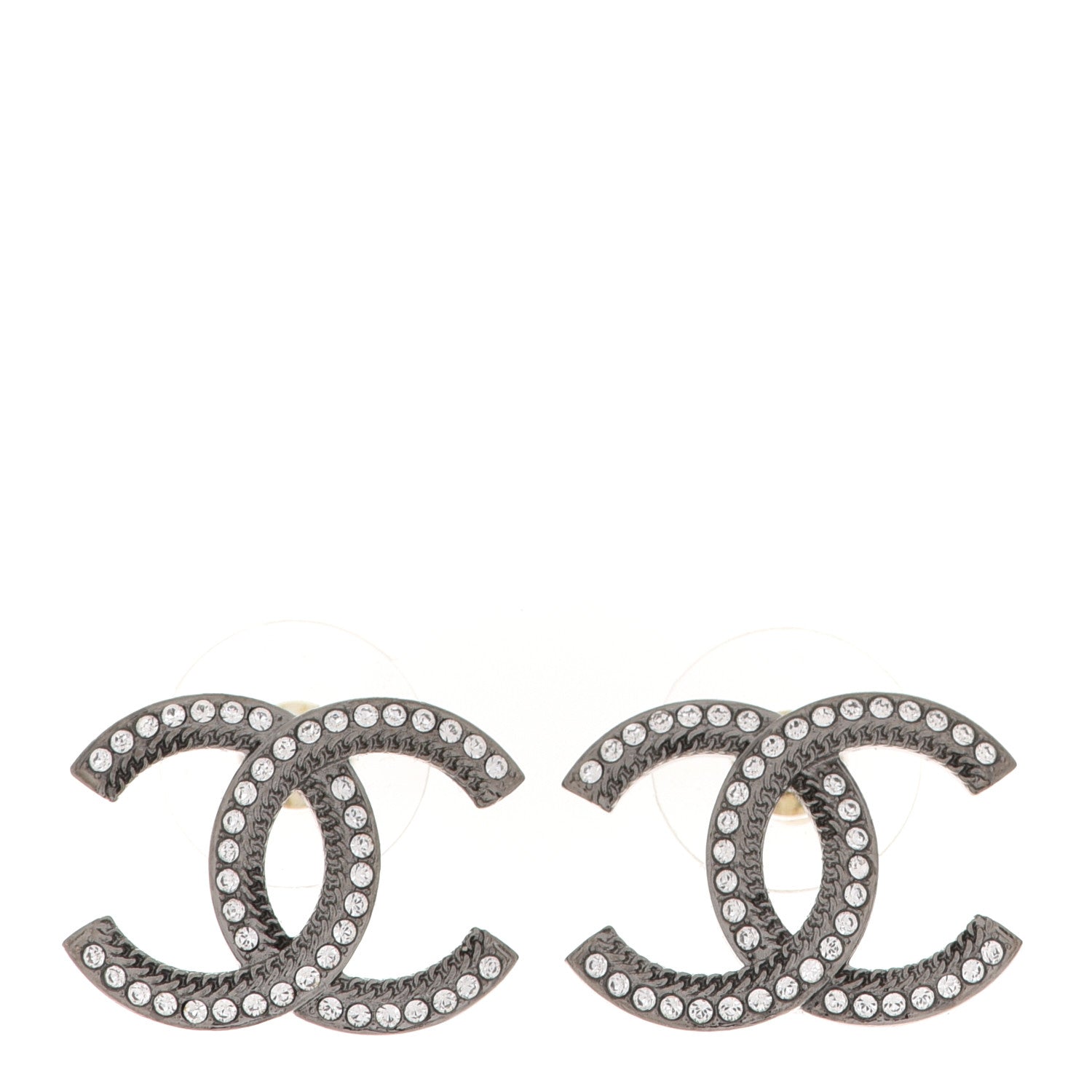 Chanel Ruthenium Crystal CC Earrings 1 of 5