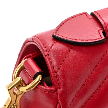 Gucci Calfskin Matelasse Sylvie Web Small GG Marmont Top Handle Shoulder Bag Hibiscus Red 13 of 13