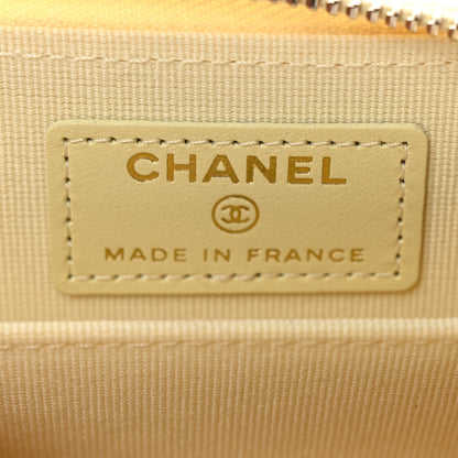 Chanel Caviar Quilted Zip Coin Purse Light Yellow 6 of 8