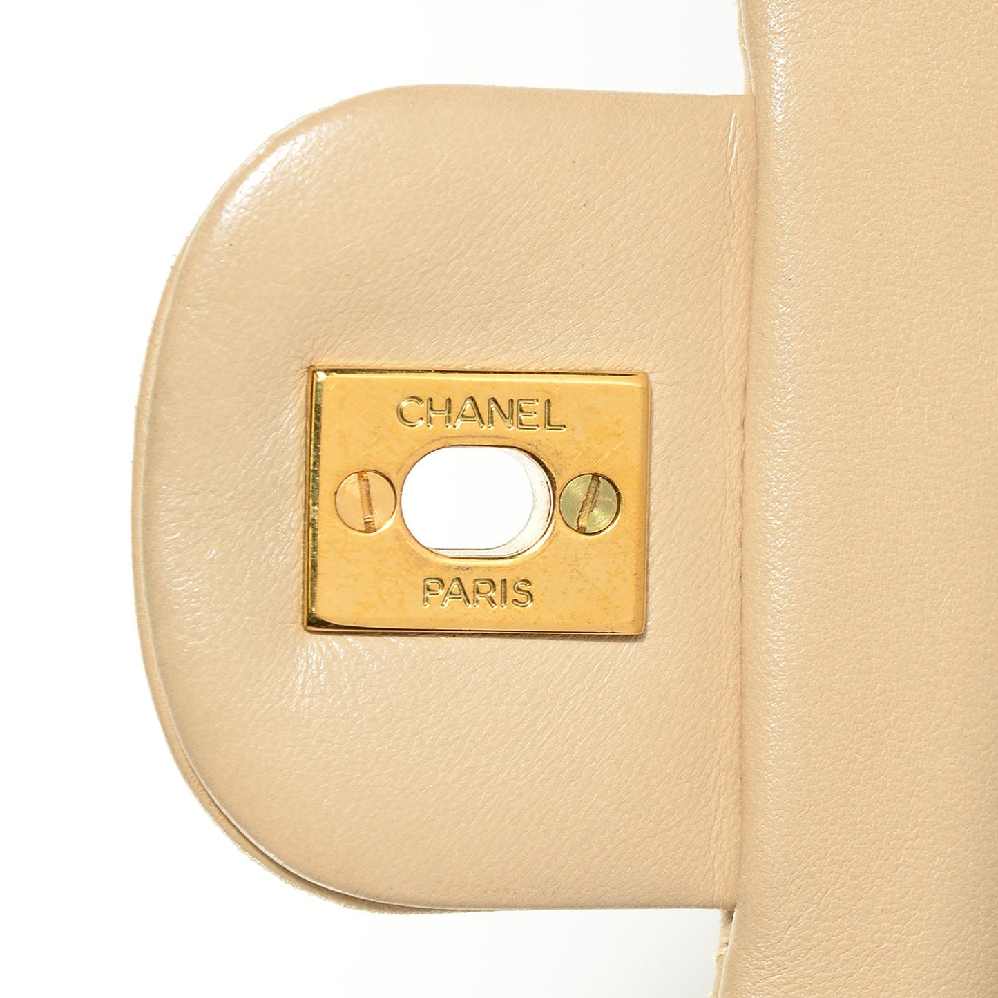 Lambskin Quilted Medium Double Flap Beige