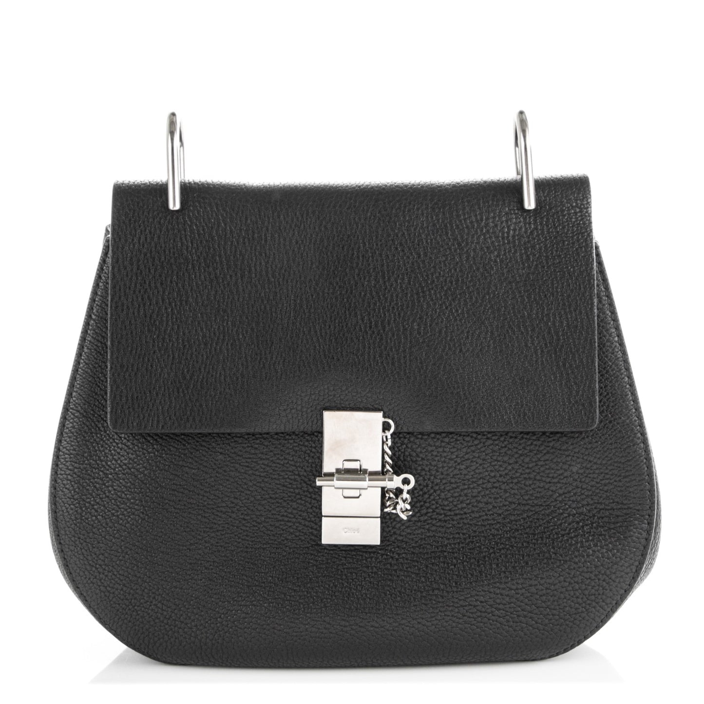 Grained Lambskin Medium Drew Shoulder Bag Black