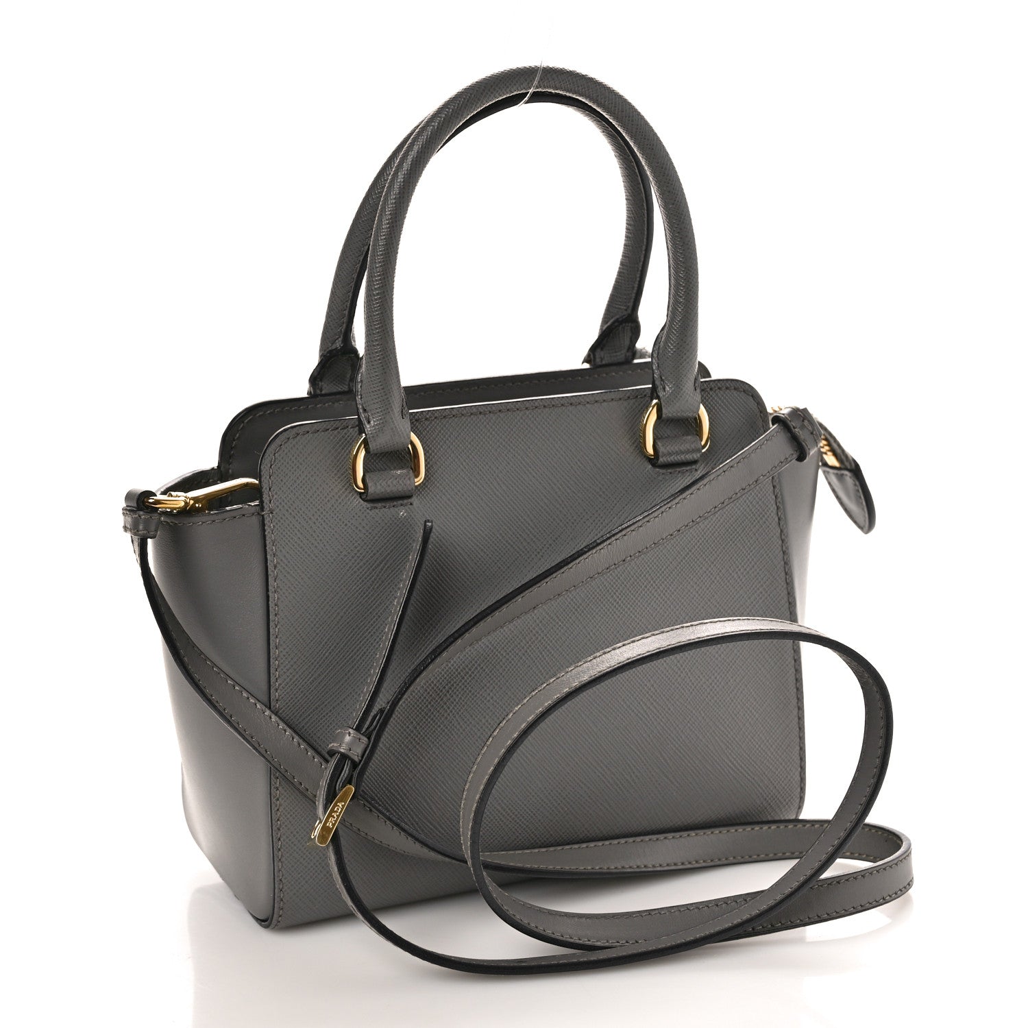 Prada Saffiano Soft Calfskin Mini Zippered Tote Marmo 3 of 12
