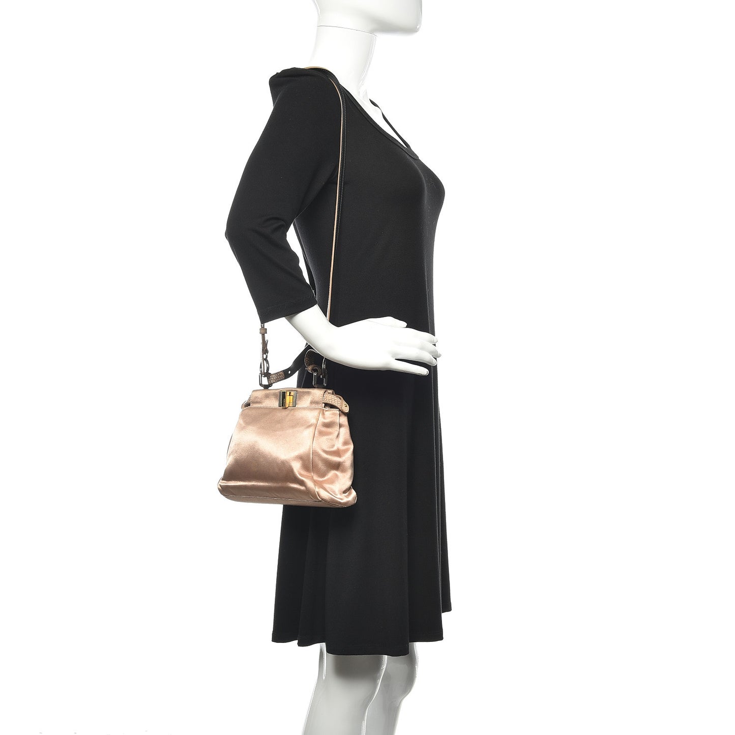 Satin Watersnake Mini Peekaboo Iconic Satchel Beige