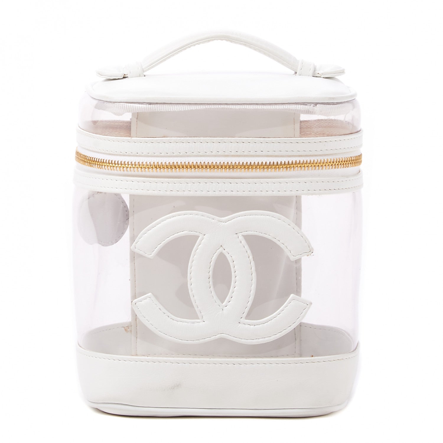 Chanel Calfskin PVC Vanity Cosmetic Case White 1 of 14