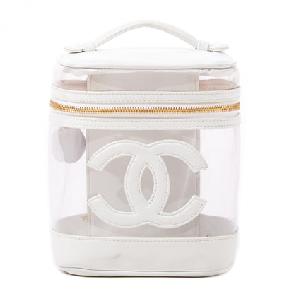 Chanel Calfskin PVC Vanity Cosmetic Case White 1 of 14