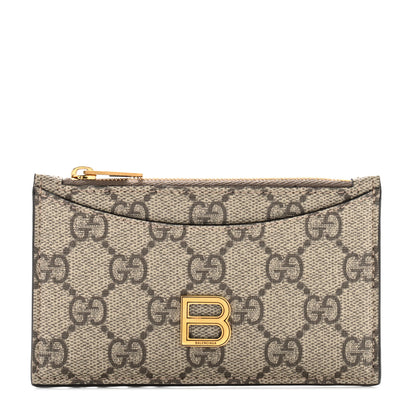 Gucci X BALENCIAGA GG Supreme Monogram Zip Card Case Beige Ebony 1 of 7