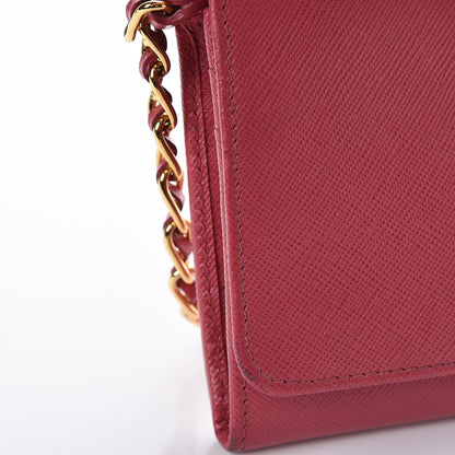 Prada Saffiano Metal Oro Chain Wallet Peonia 21 of 22