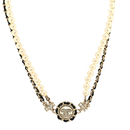 Chanel Pearl Crystal Lambskin CC Choker Gold Black 2 of 5