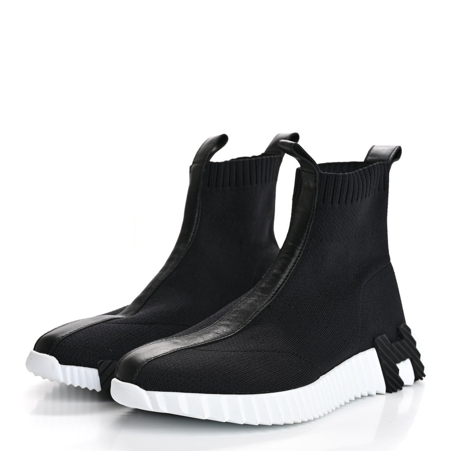 Technical Canvas Calfskin Fun Sneakers 36 Black White