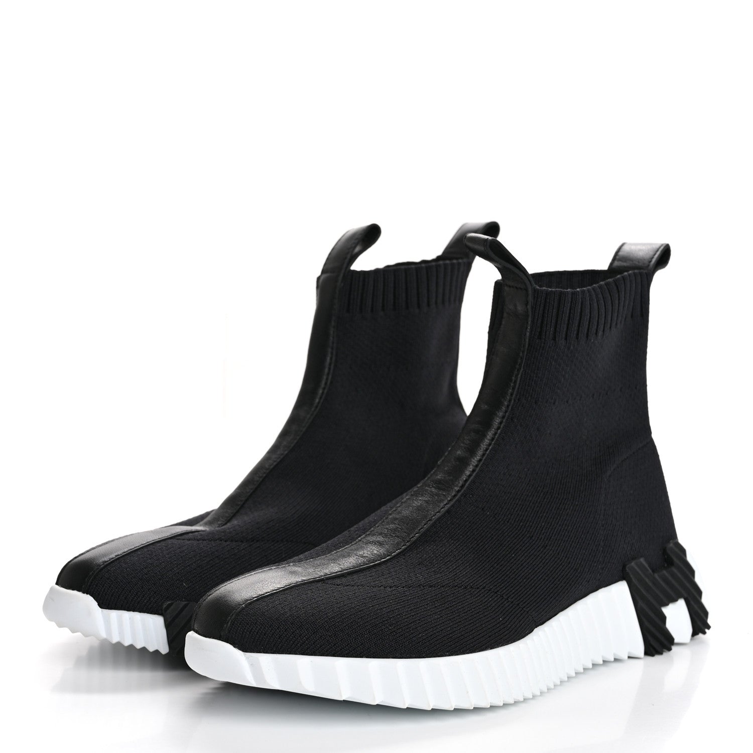 Hermes Technical Canvas Calfskin Fun Sneakers 36 Black White 4 of 11