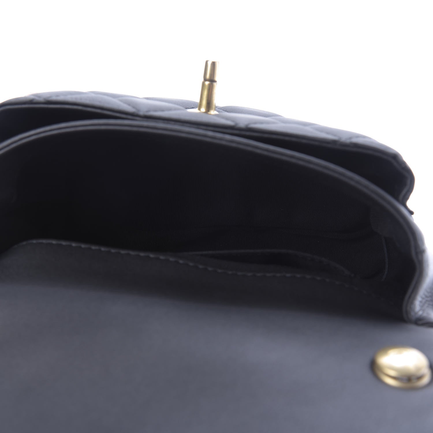 Chanel Calfskin Quilted Top Handle Flap Black 5 of 9