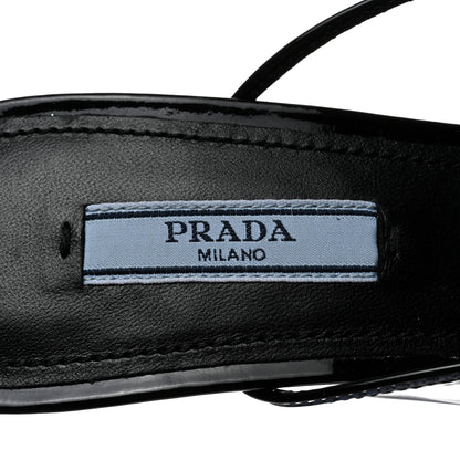 Prada Plexiglass Vernice Metal Triangle Logo Modellerie 75mm Mules 37 Black 6 of 9