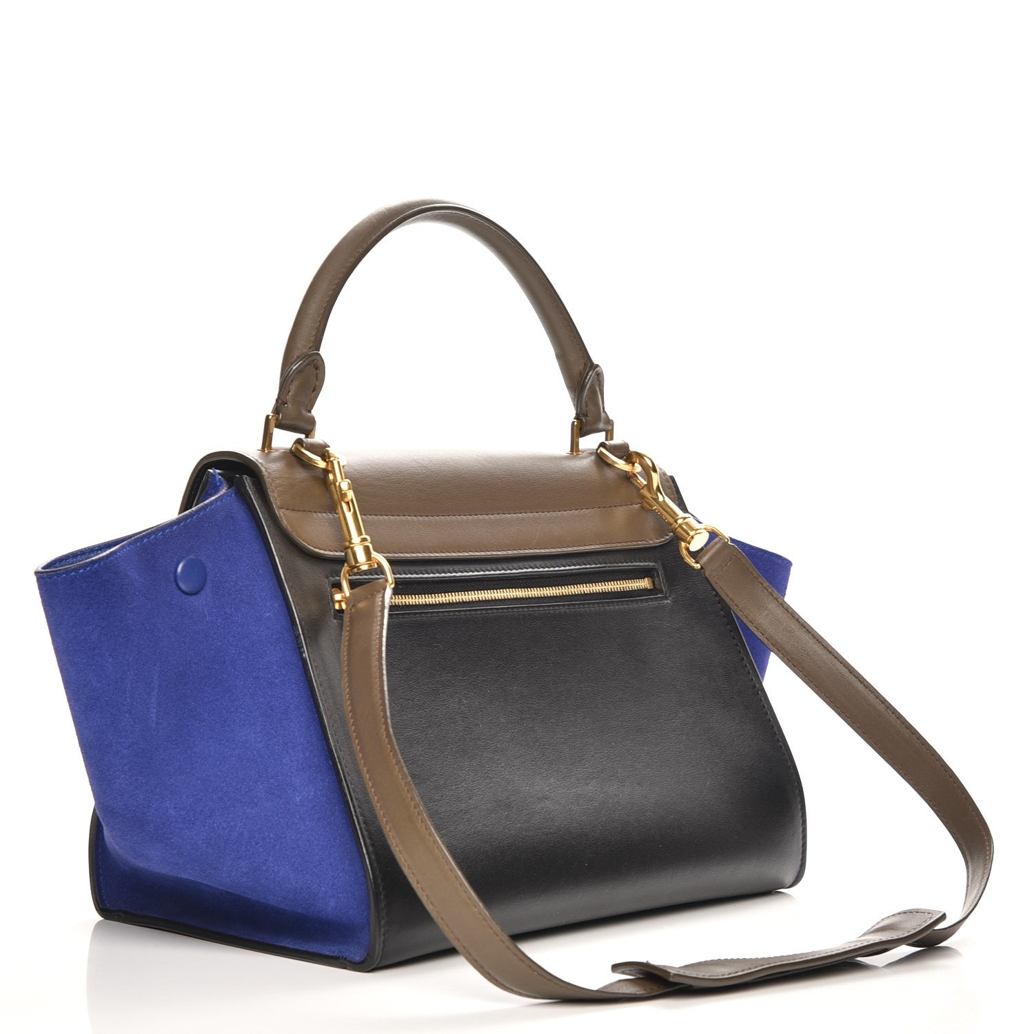Celine Smooth Calfskin Suede Small Tri-Color Trapeze Indigo 4 of 8
