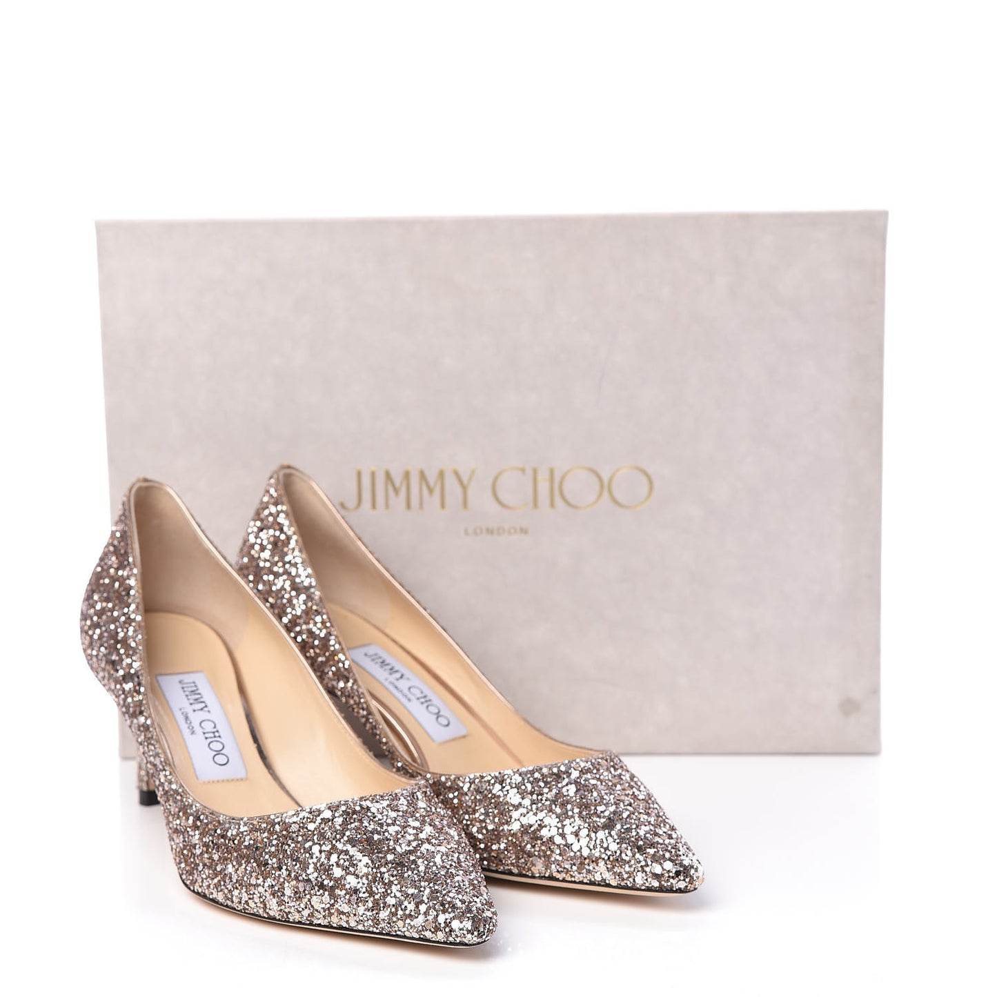 Glitter Pointy Toe Romy 60 Pumps 36.5 Ballet Pink