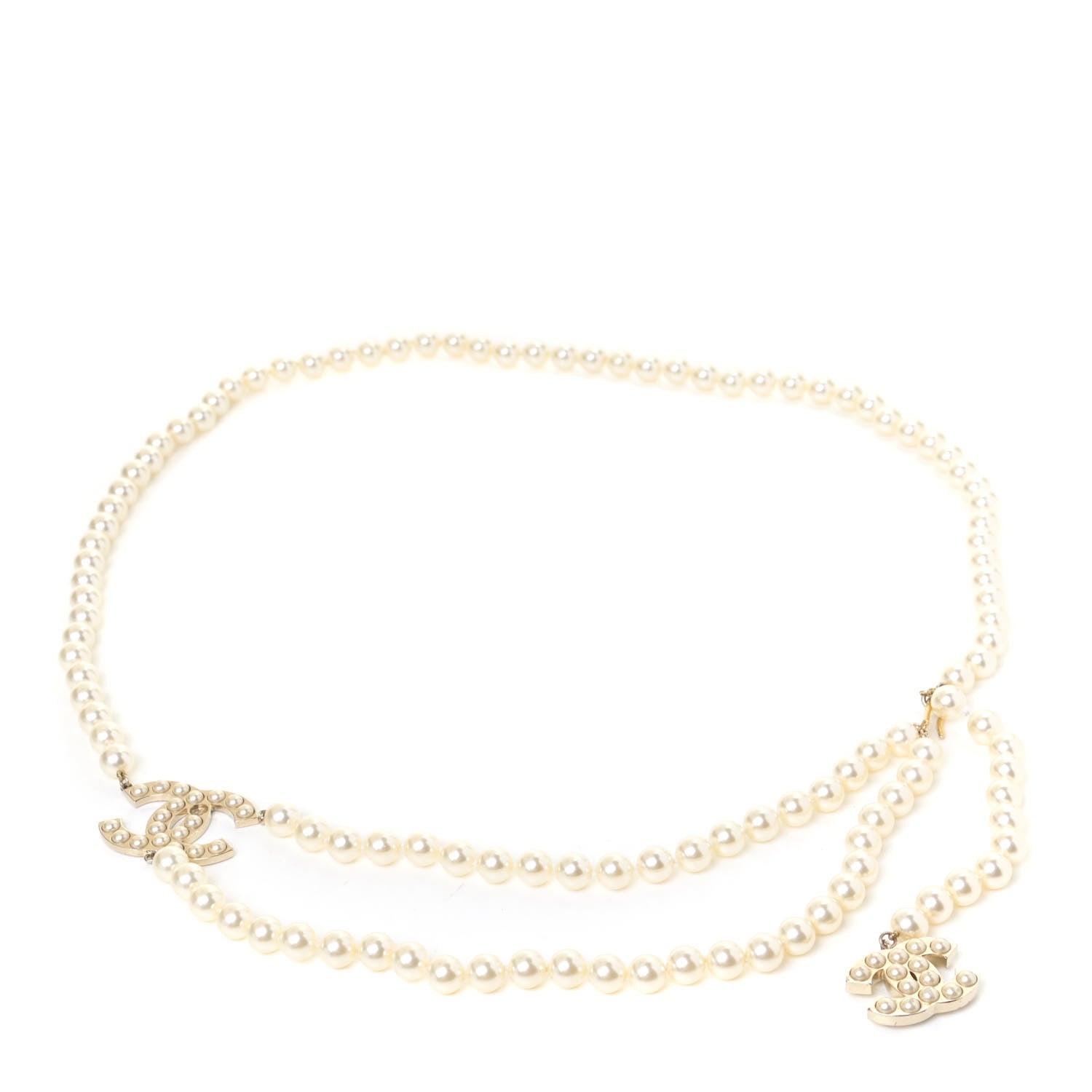 Chanel Pearl CC Necklace Belt Light Gold 1 of 5