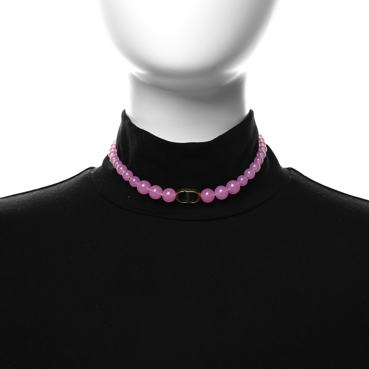 Metal Resin Bead 30 Montaigne Choker Necklace Pink Gold
