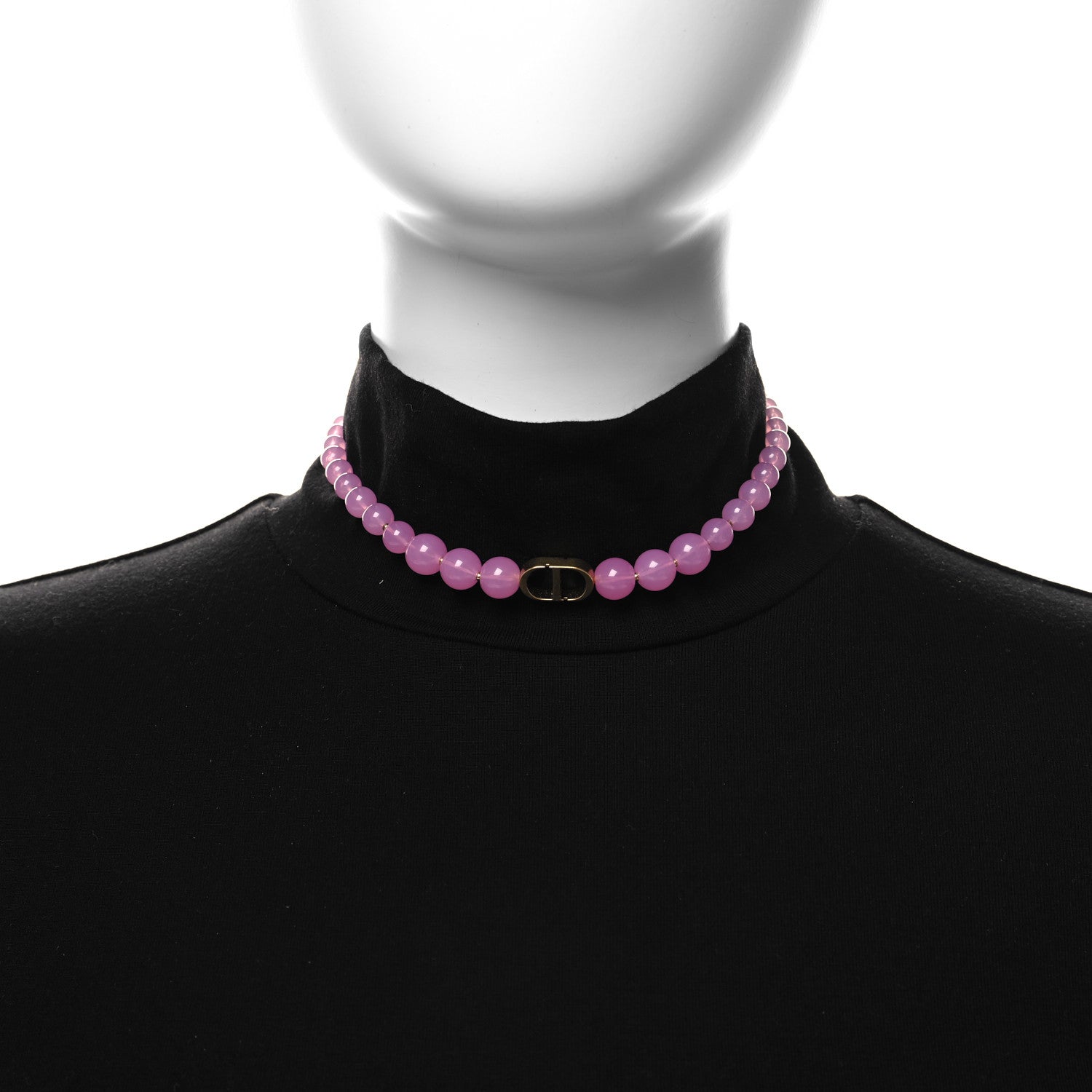 Christian Dior Metal Resin Bead 30 Montaigne Choker Necklace Pink Gold 2 of 5