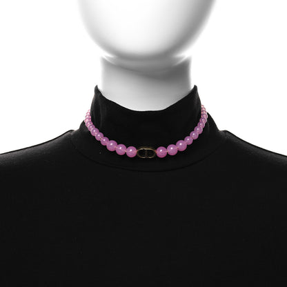 Christian Dior Metal Resin Bead 30 Montaigne Choker Necklace Pink Gold 2 of 5