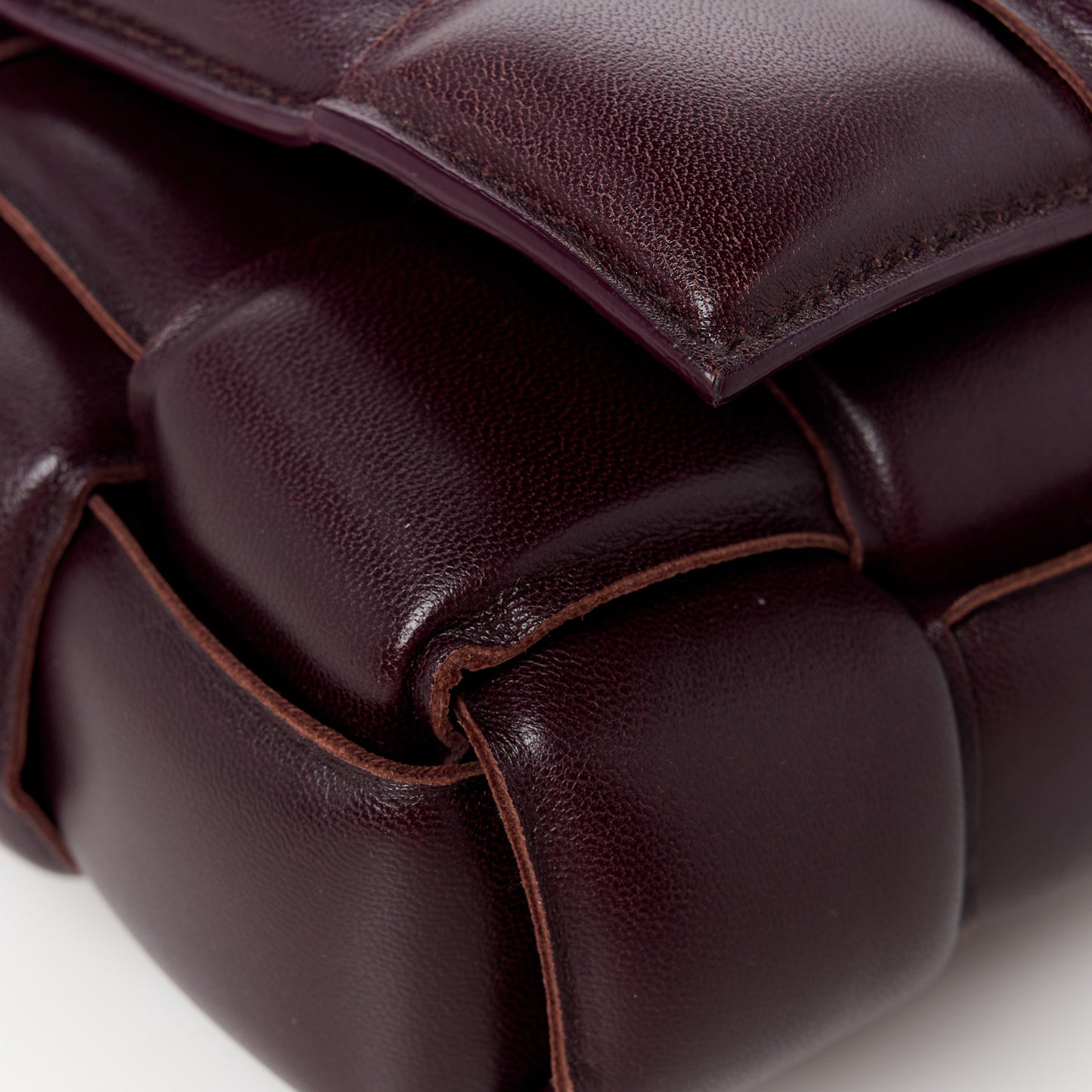 Nappa Maxi Intreccio Padded Cassette Crossbody Bag Grape