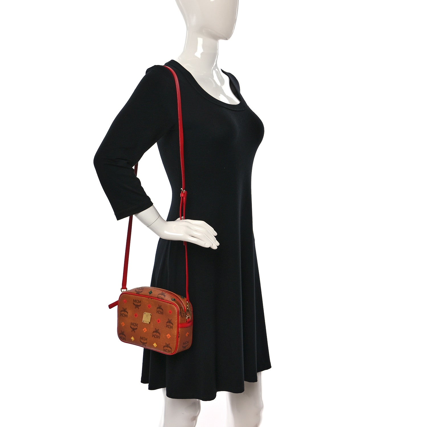 MCM Skyoptic Visetos Spectrum Diamond Camera Bag Cognac Red 2 of 8