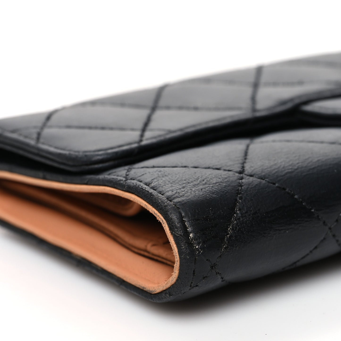 Lambskin Quilted Large Flap Wallet Black