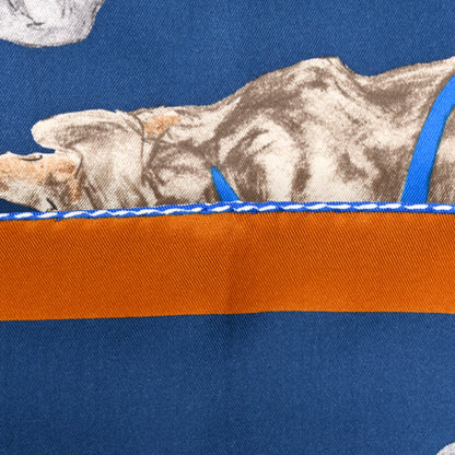 Hermes Silk Les Bassets Scarf 70 Marine Sepia 6 of 6