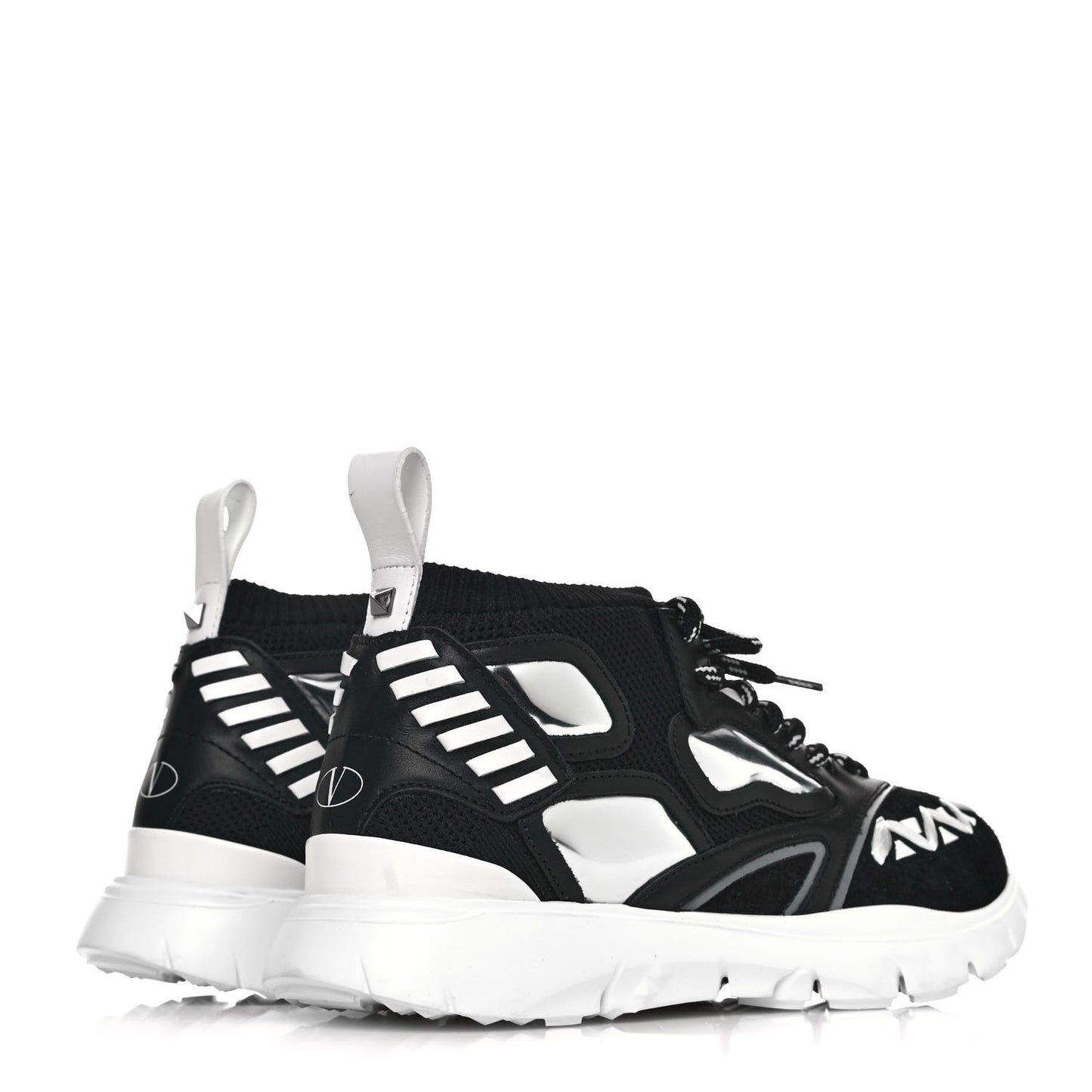 Fabric Suede Calfskin Mens Sneakers 40.5 Black White