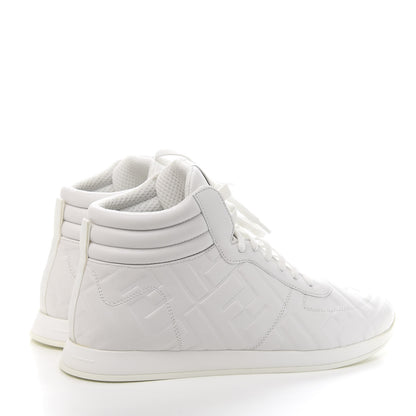 Fendi Nappa Macro FF Embossed Womens High Top Sneakers 40 White Ice 4 of 10