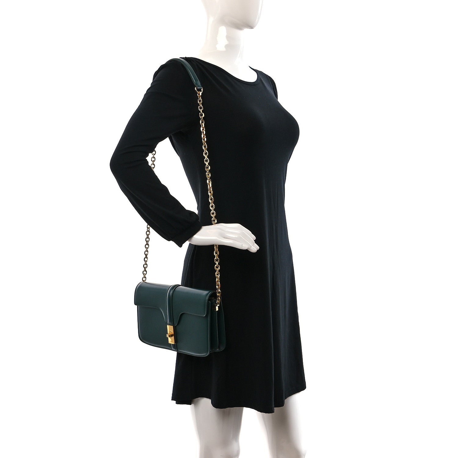 Celine Satinated Calfskin 16 Chain Bag Amazone 2 of 8
