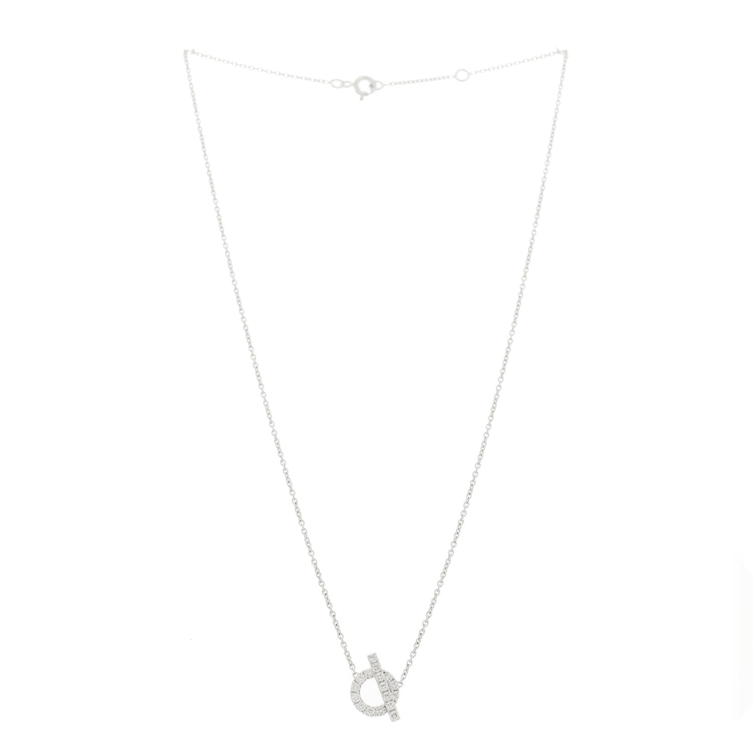 Hermes 18K White Gold Diamond Finesse Pendant Necklace 3 of 6