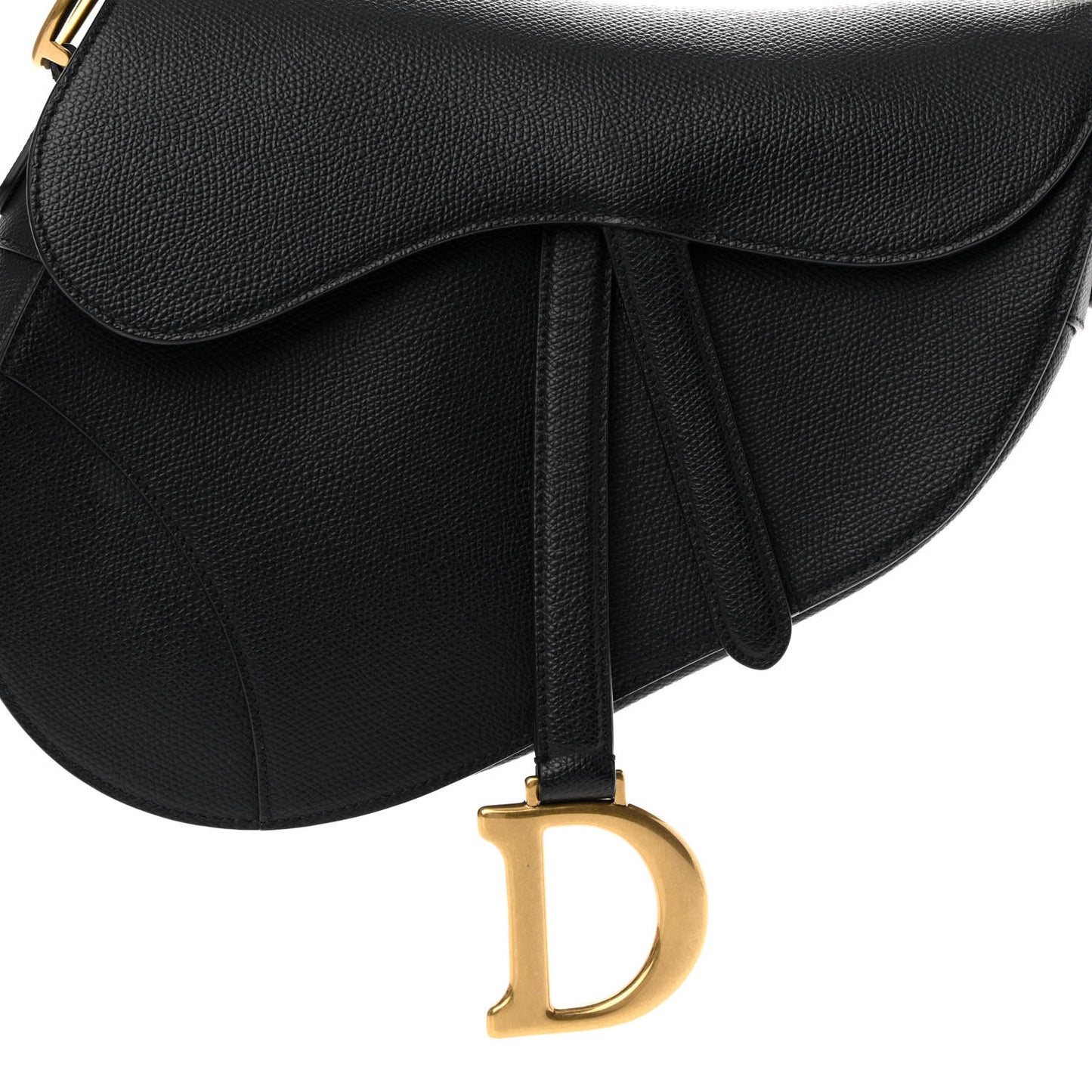 Grained Calfskin Saddle Bag Black