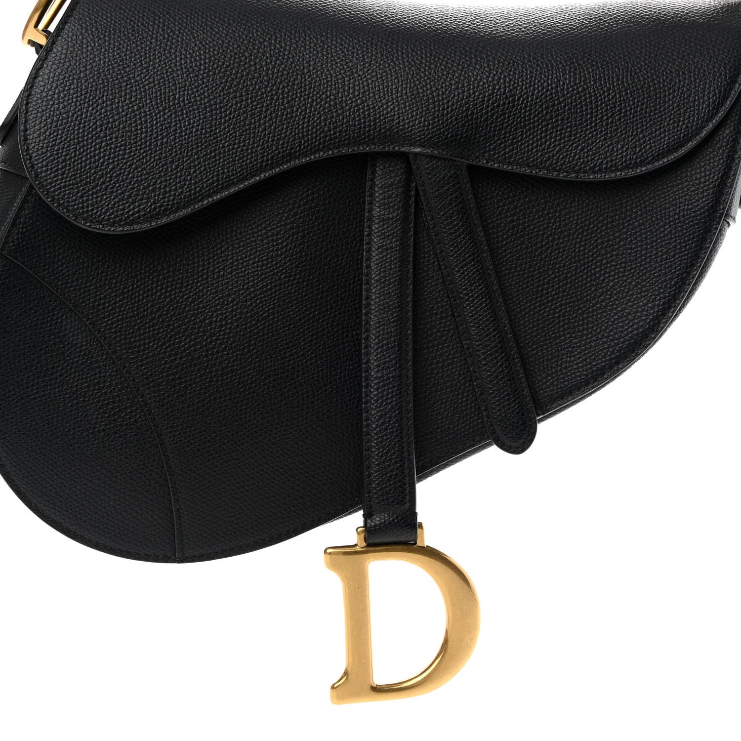 Christian Dior Grained Calfskin Saddle Bag Black 8 of 13
