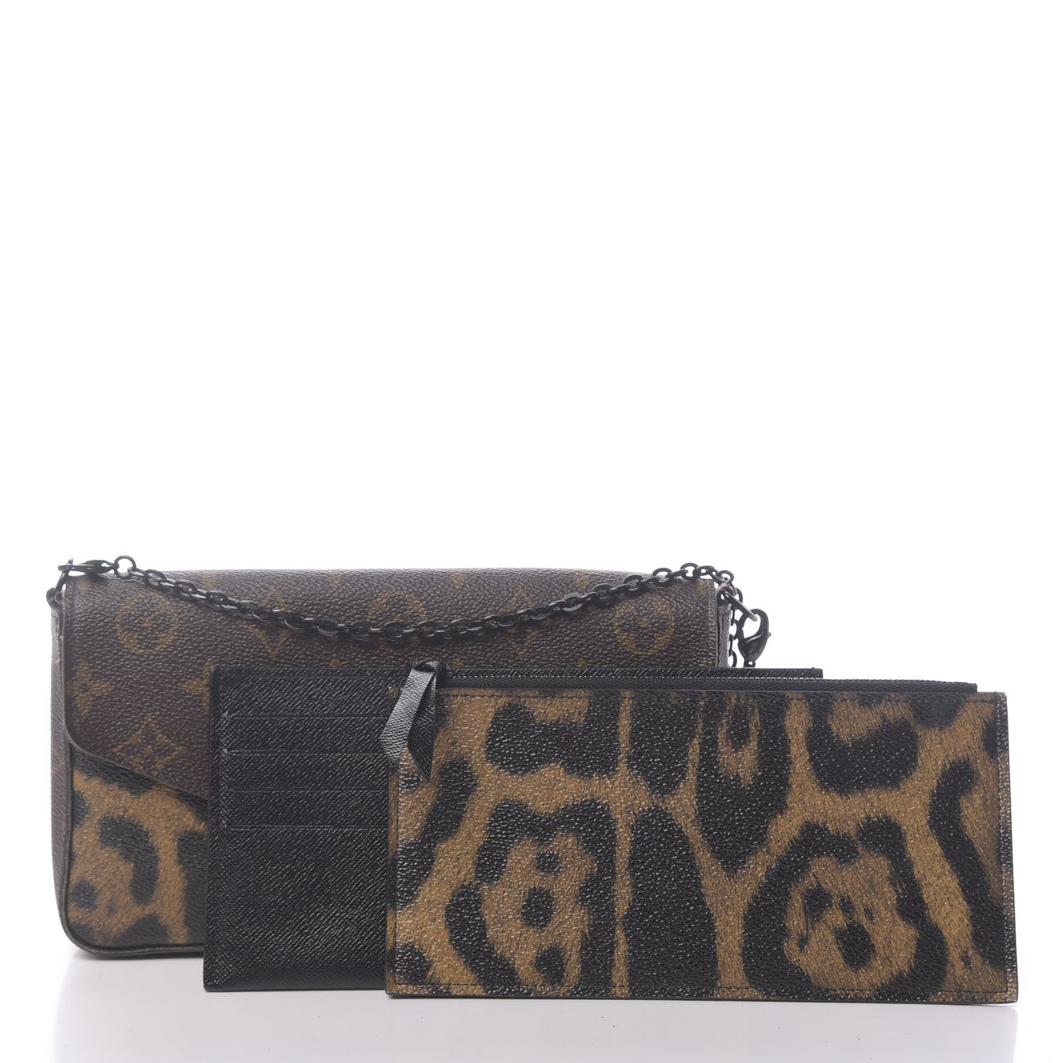 Louis Vuitton Monogram Animal Print Pochette Felicie Chain Wallet 3 of 15