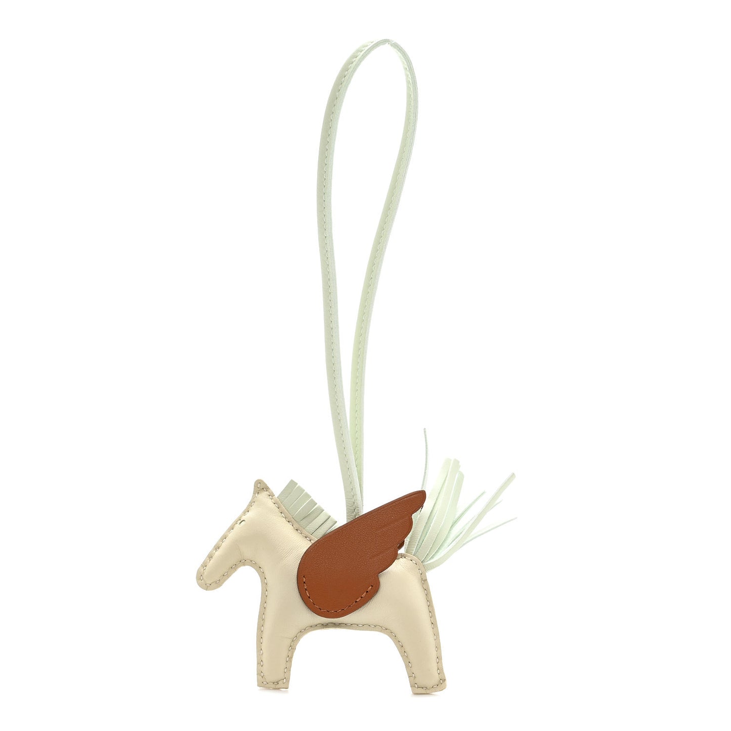 Milo Lambskin Grigri Rodeo Pegase Horse Bag Charm PM Craie Vert Fizz Gold