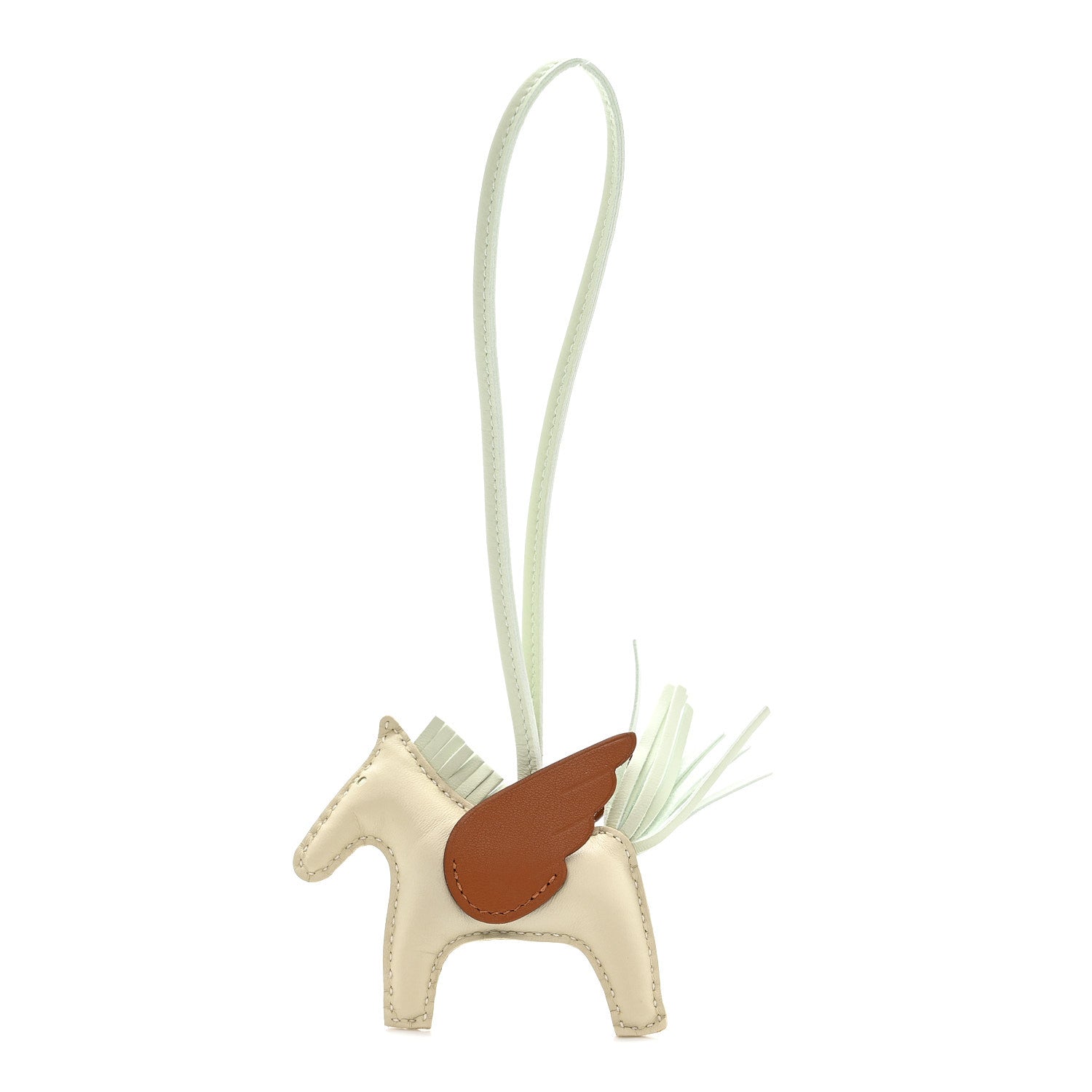 Hermes Milo Lambskin Grigri Rodeo Pegase Horse Bag Charm PM Craie Vert Fizz Gold 1 of 5