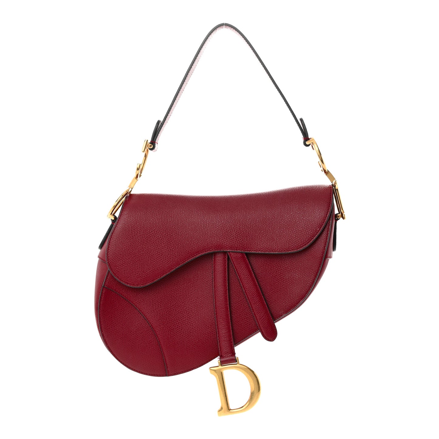 Grained Calfskin Saddle Bag Red