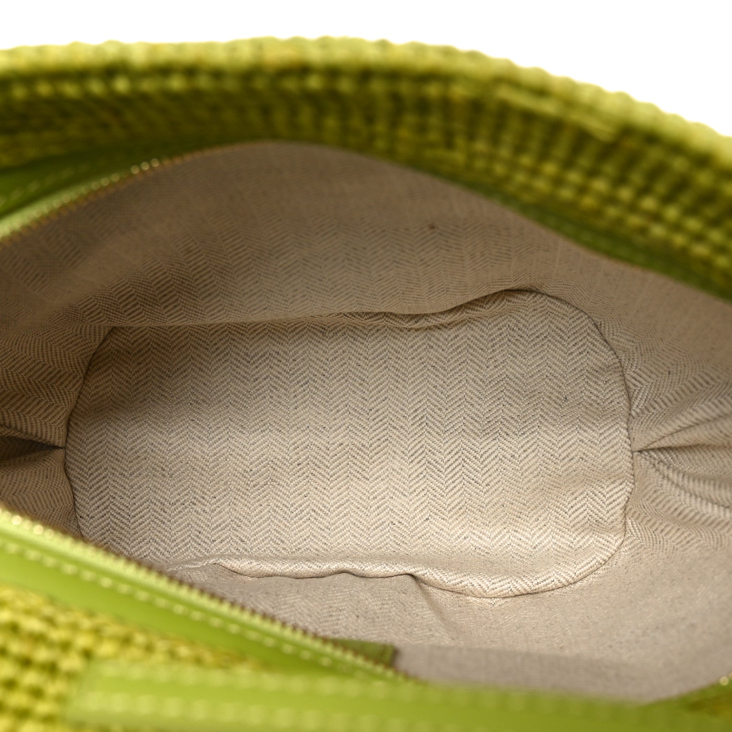 Loewe Raffia Calfskin Slit Pochette Bag Green 5 of 9