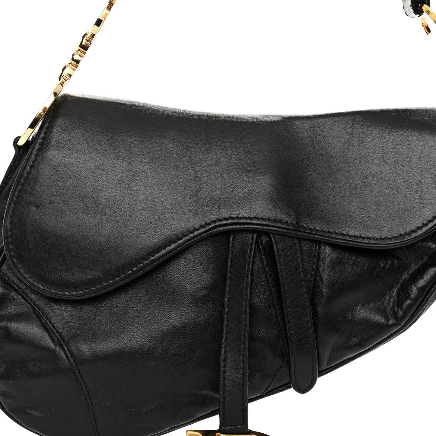 CHRISTIAN DIOR Calfskin Saddle Bag Black