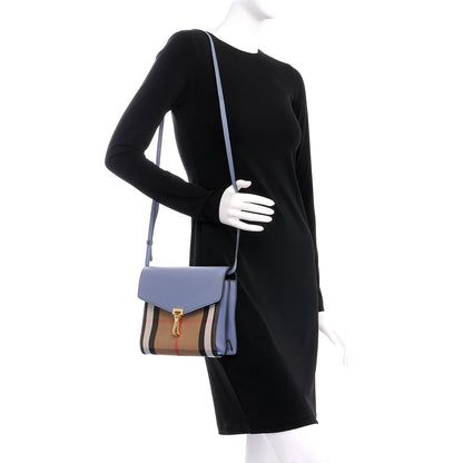 Burberry Derby Calfskin House Check Small Macken Crossbody Bag Slate Blue 2 of 8