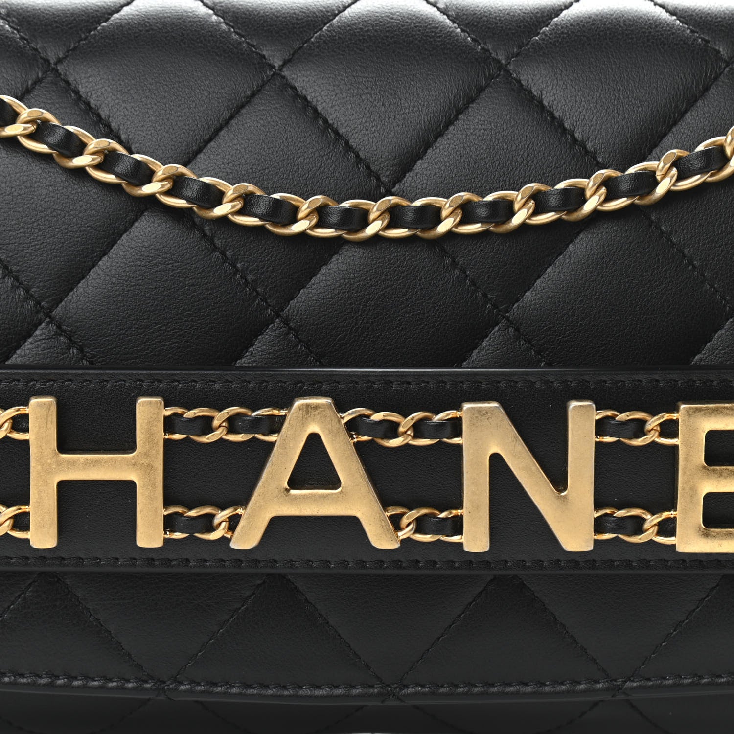 Chanel Calfskin Quilted Enchained Clutch Black 8 of 13