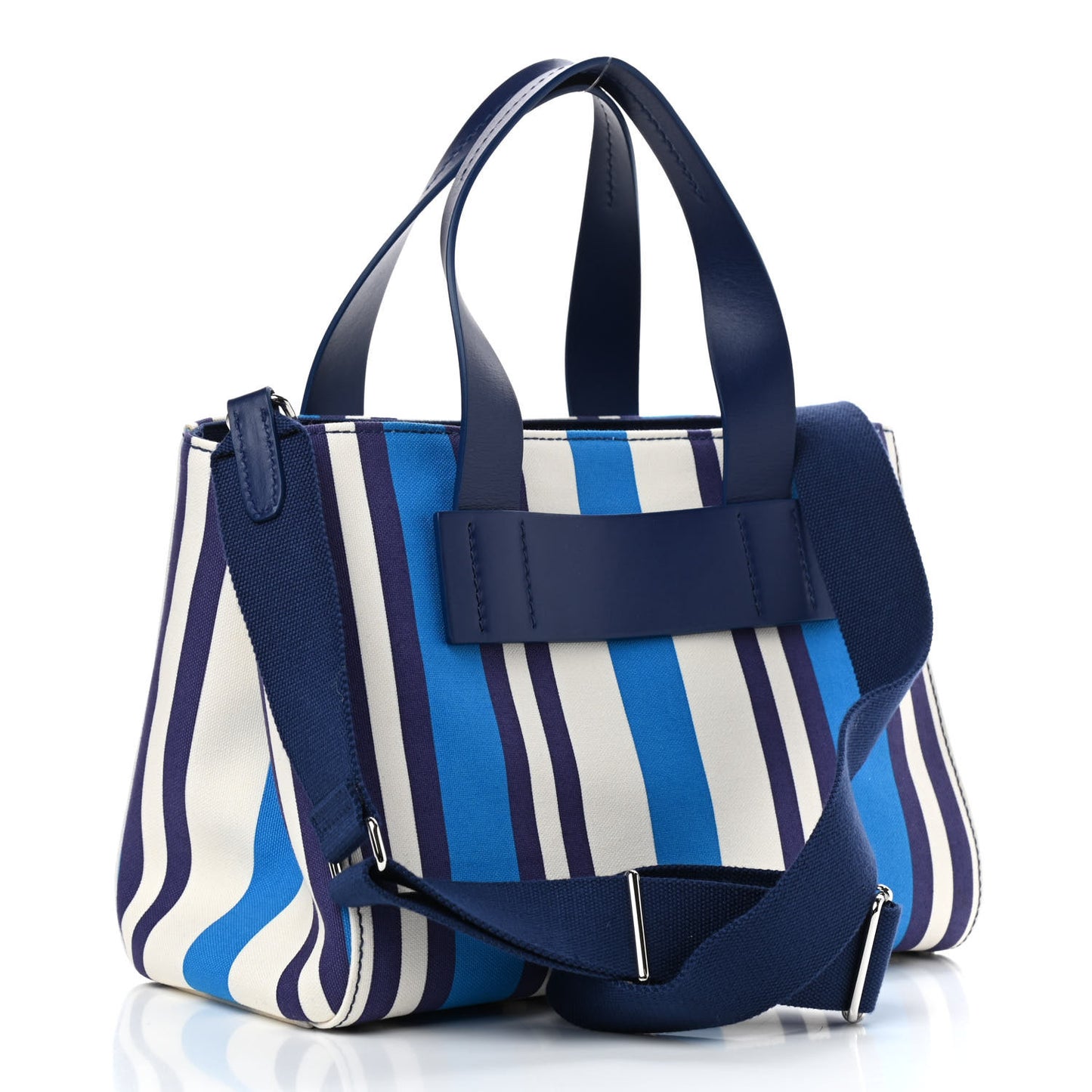 Canvas Striped Small Tote Blue White