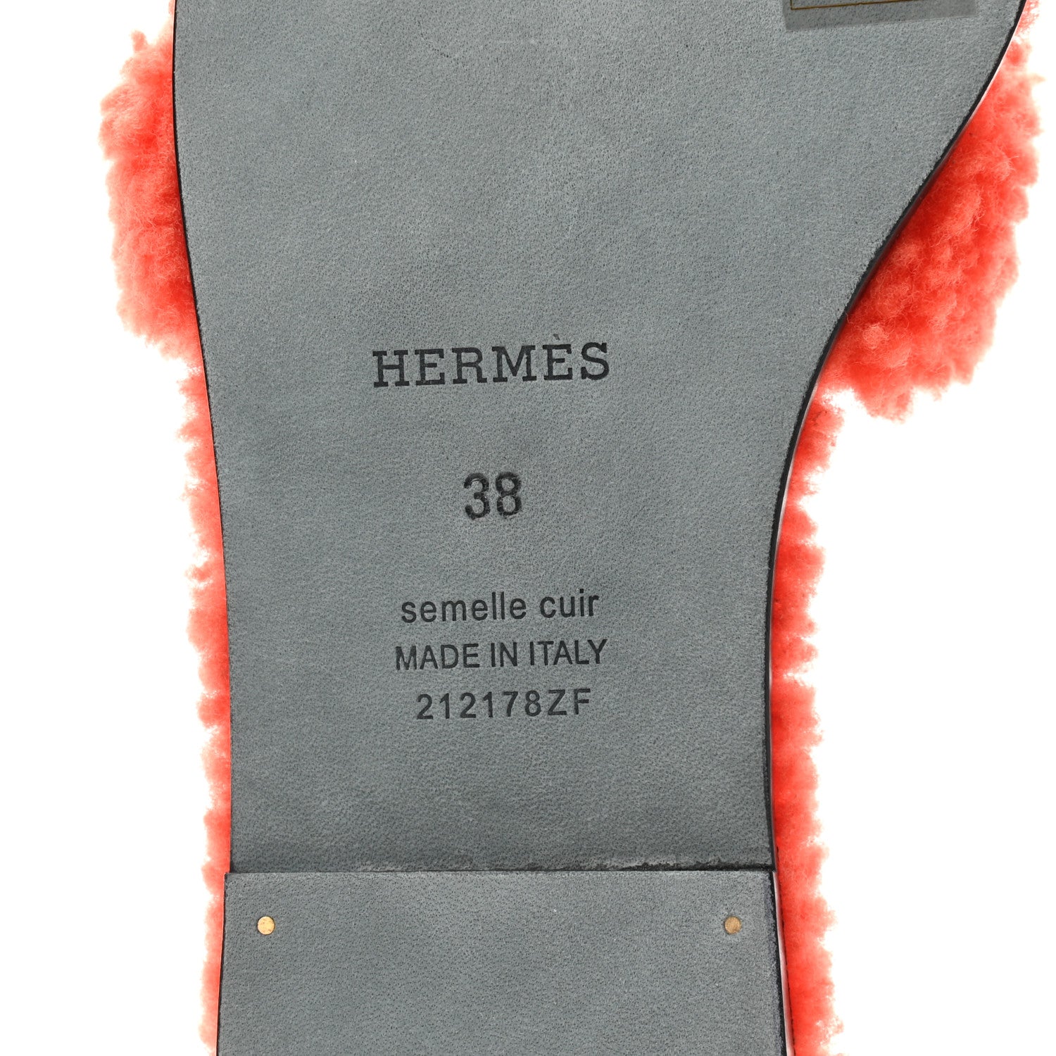 Hermes Woolskin Oran Sandals 38 Orange 6 of 7