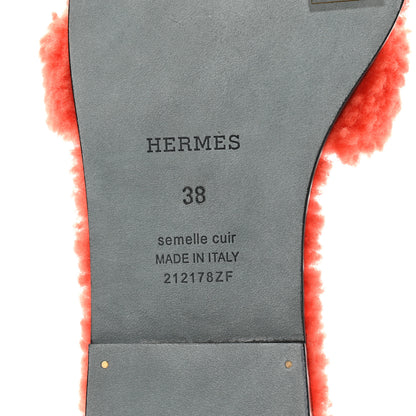 Hermes Woolskin Oran Sandals 38 Orange 6 of 7