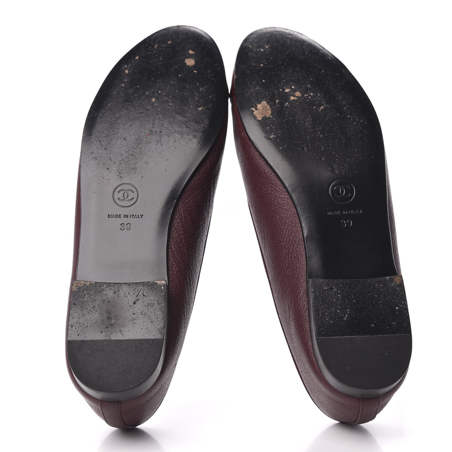 Goatskin Patent Cap Toe CC Ballerina Flats 39 Burgundy