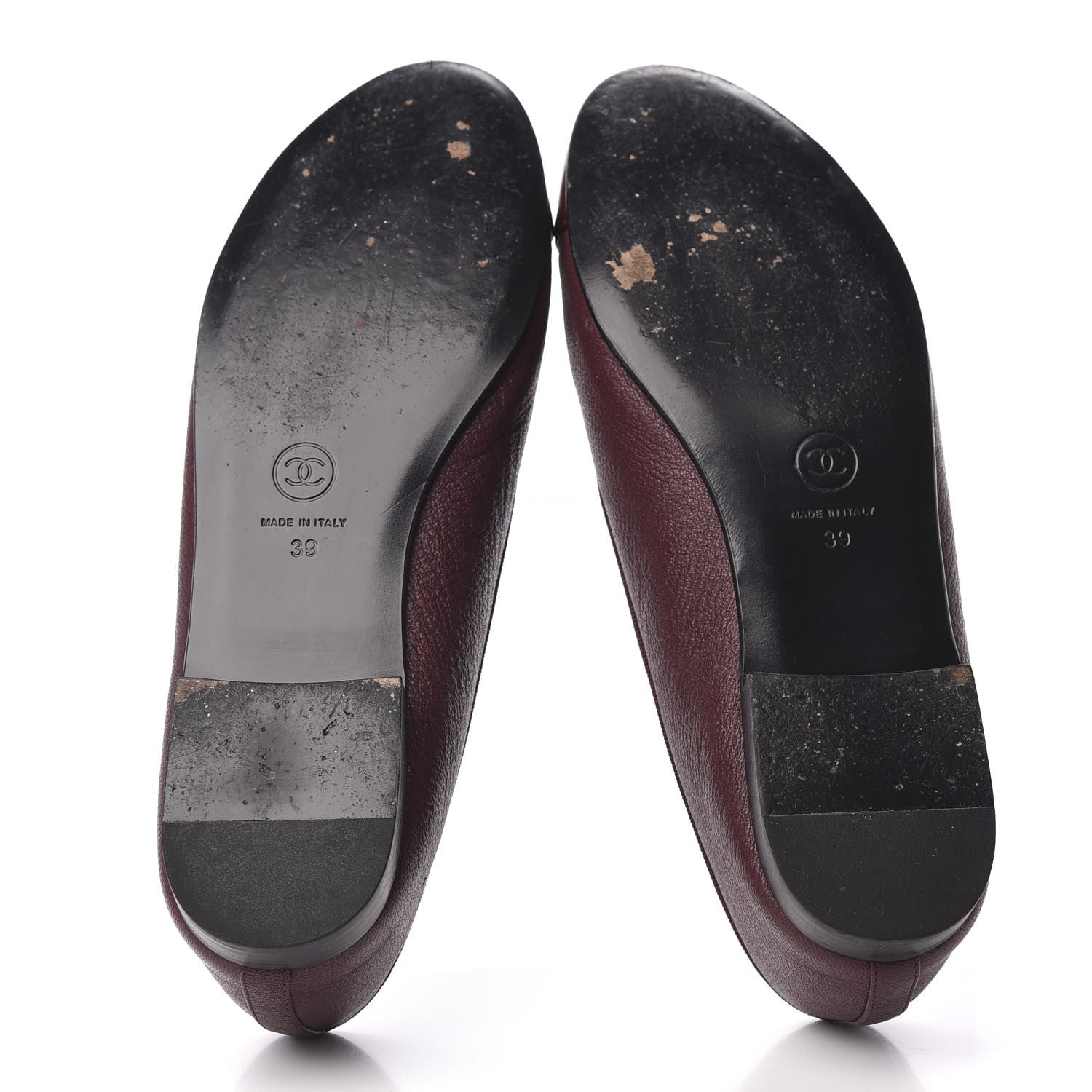 Chanel Goatskin Patent Cap Toe CC Ballerina Flats 39 Burgundy 5 of 12