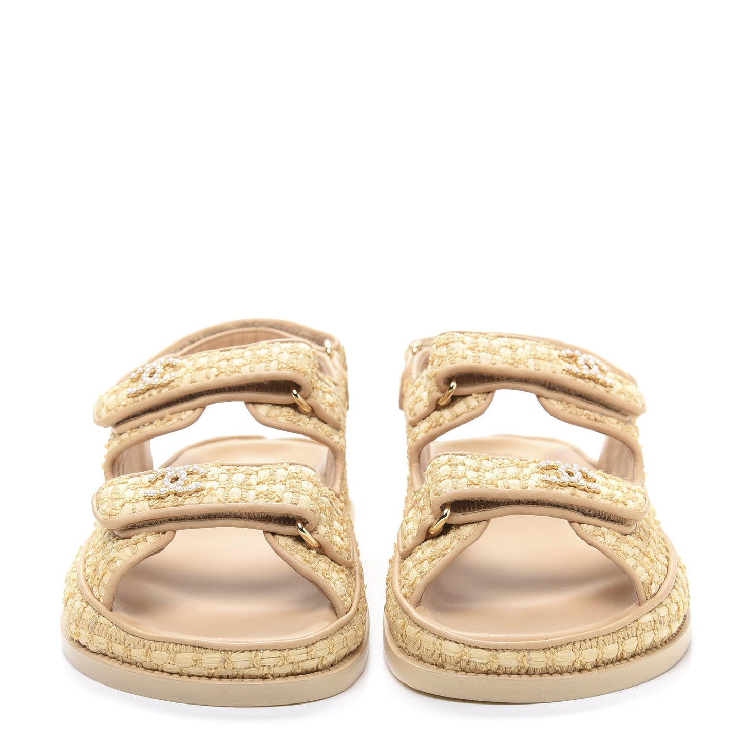 Braided Fabric Velcro Dad Sandals 38.5 Beige