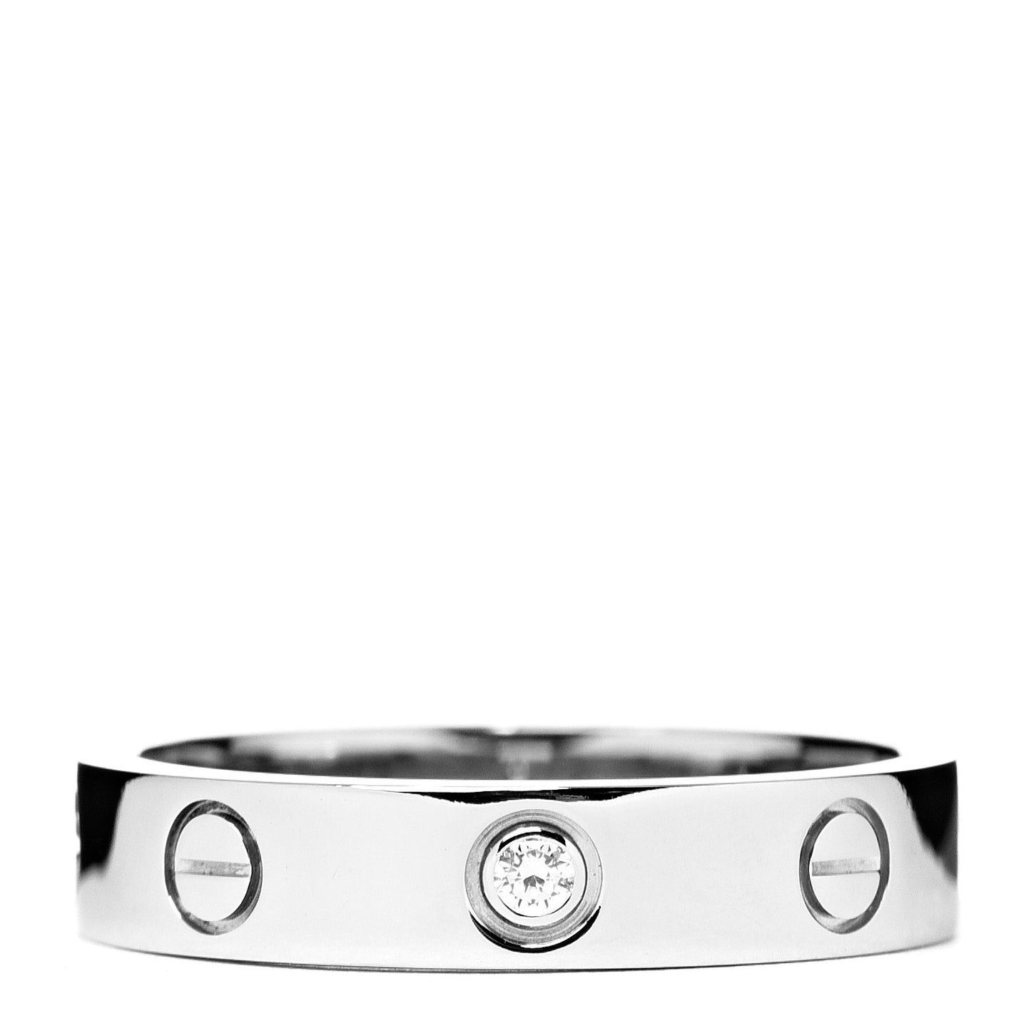 18K White Gold Diamond 4mm LOVE Wedding Band Ring 52 6