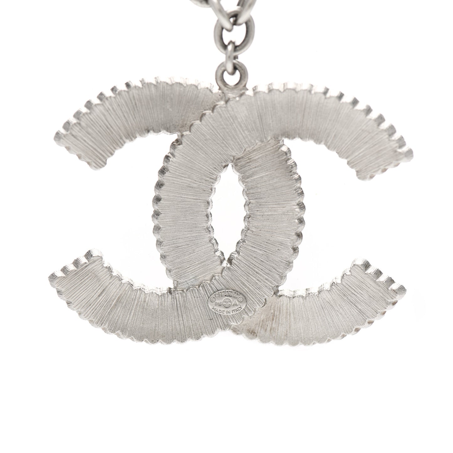 Crystal Glass CC Pendant Necklace Silver