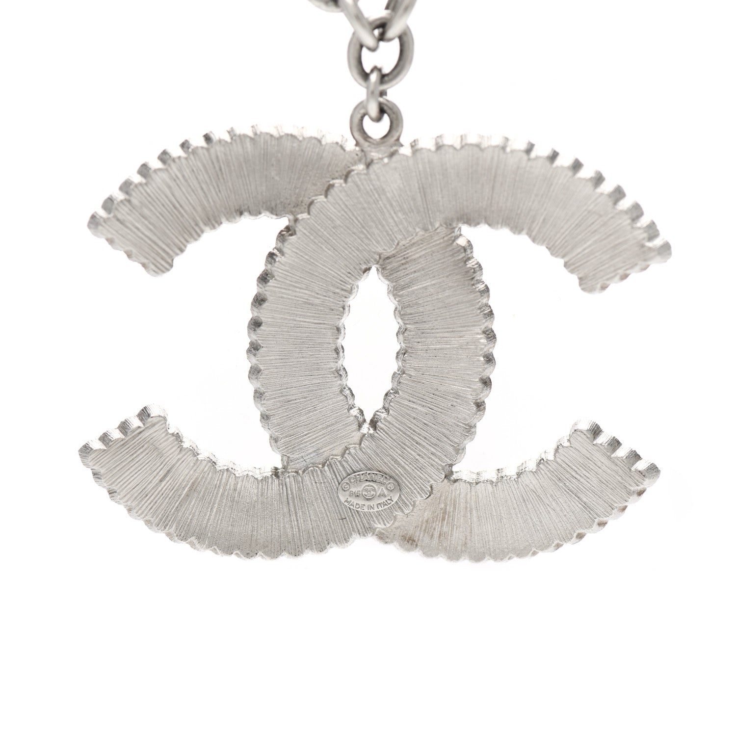 Chanel Crystal Glass CC Pendant Necklace Silver 5 of 5